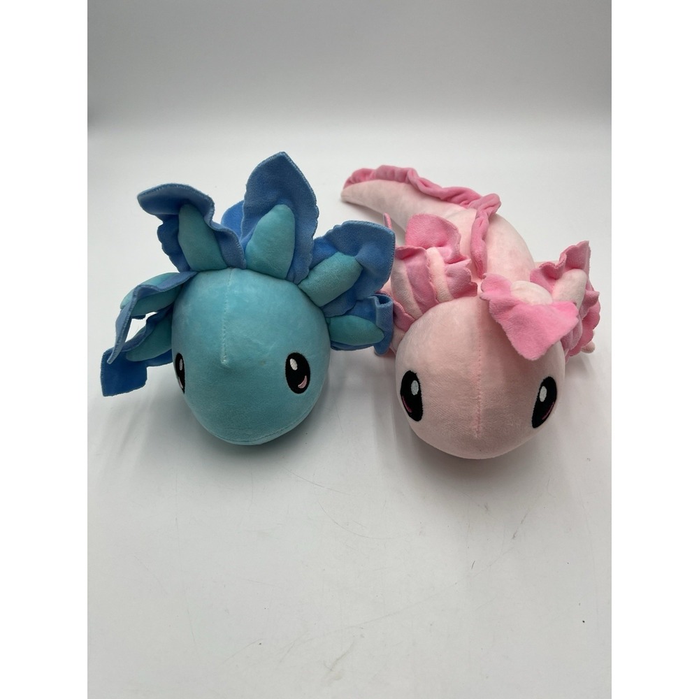 Lot of 2 Kawaii Axolotl Plush Stuffed Animals Pink Blue 14" Soft Cute Toy